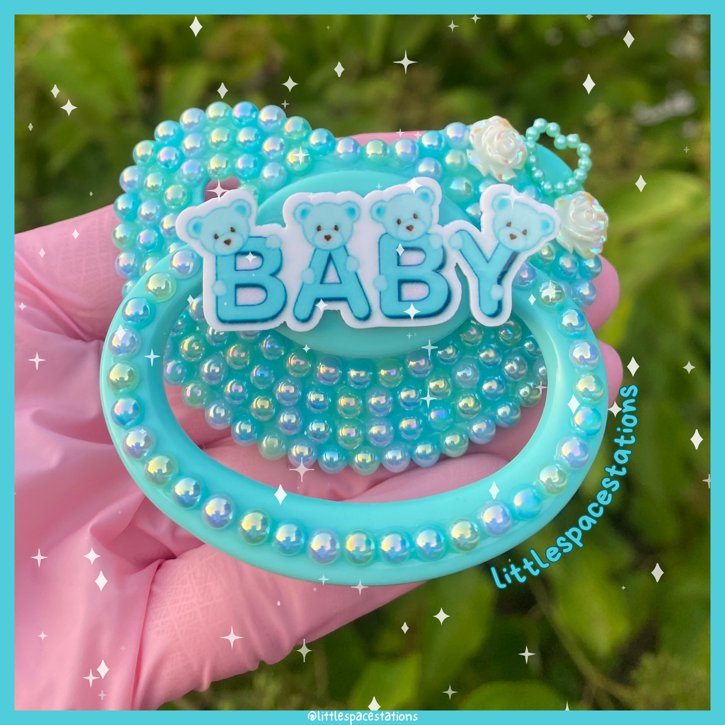 blue baby bear deco adult pacifier