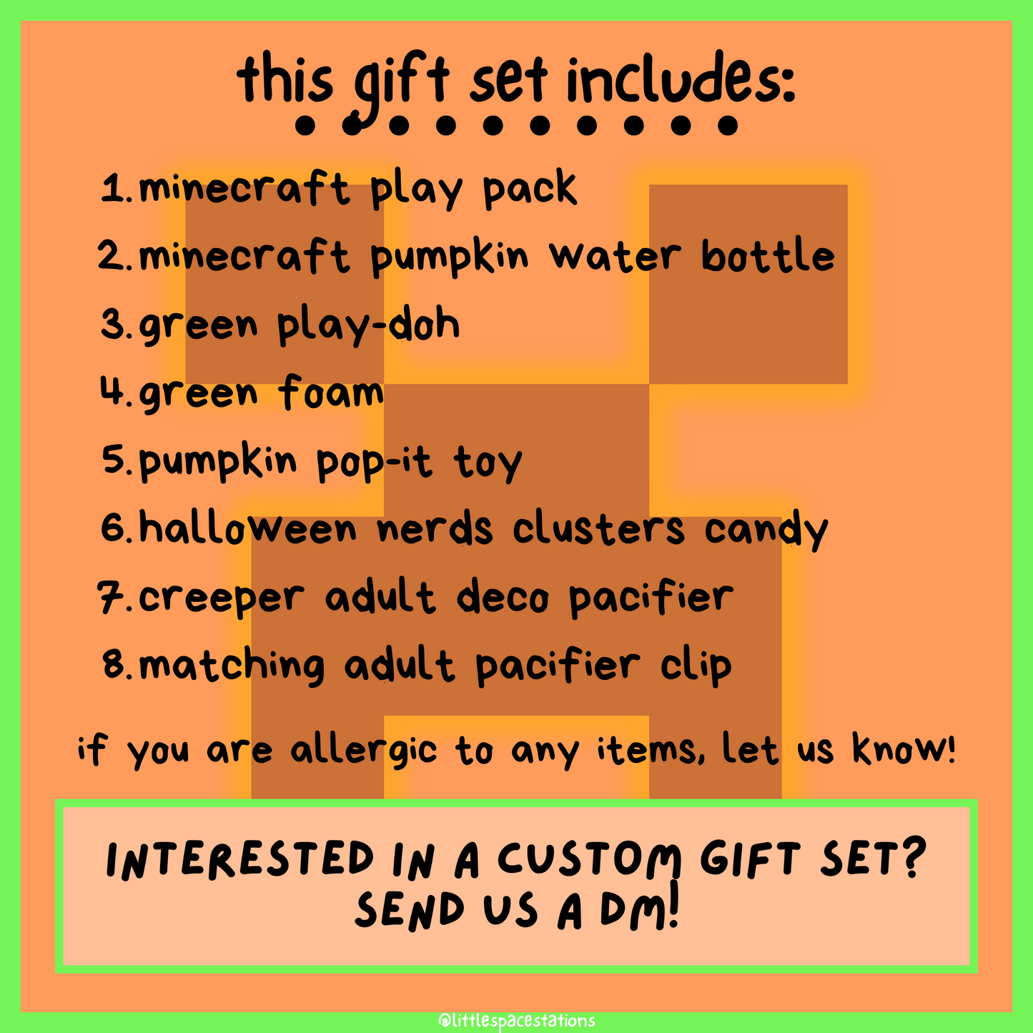 little space / age regression halloween minecraft gift set