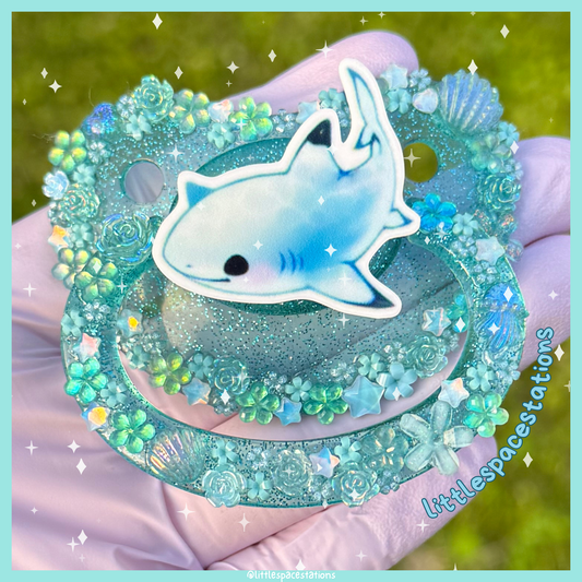 dainty shark deco adult pacifier