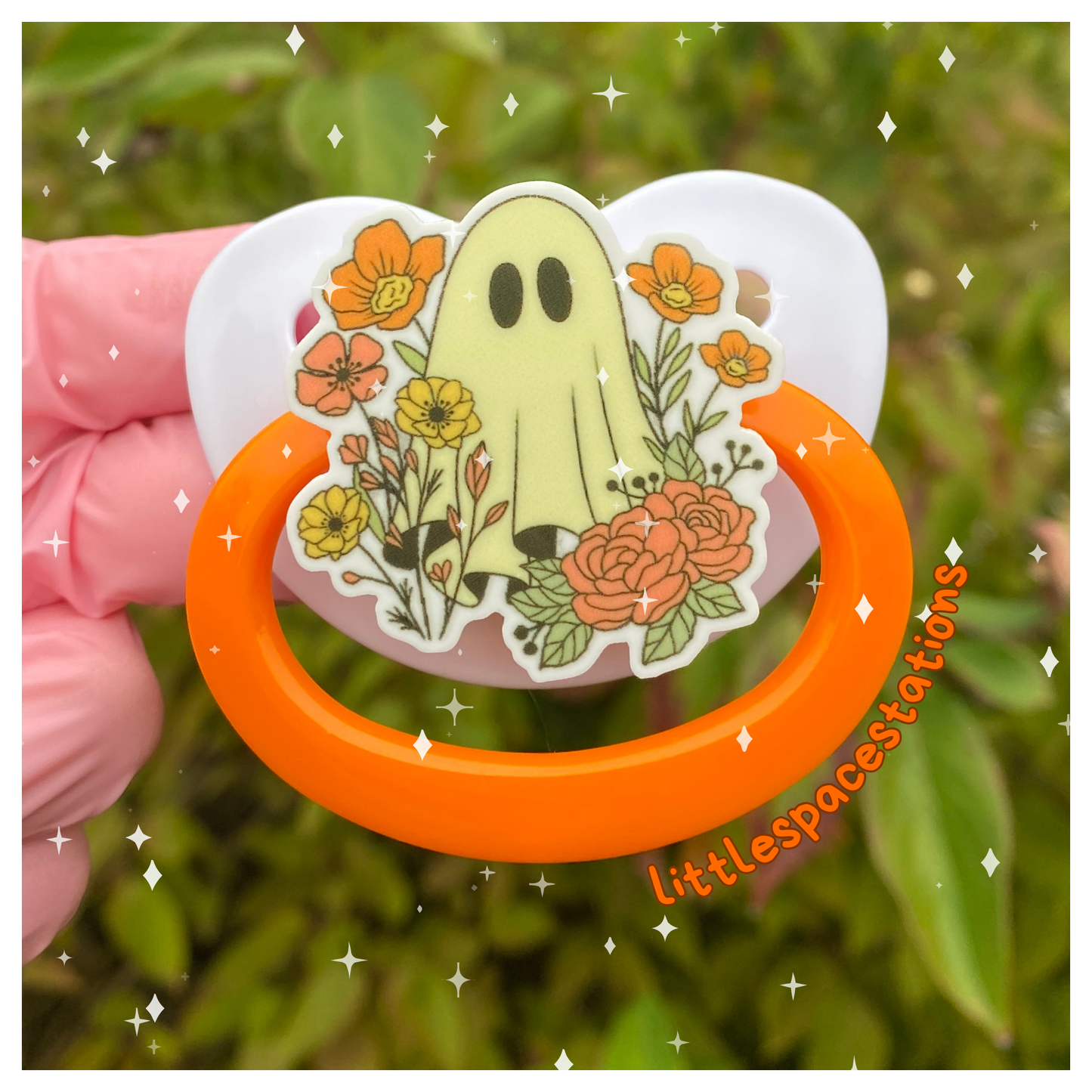 cottagecore flower ghost adult pacifier