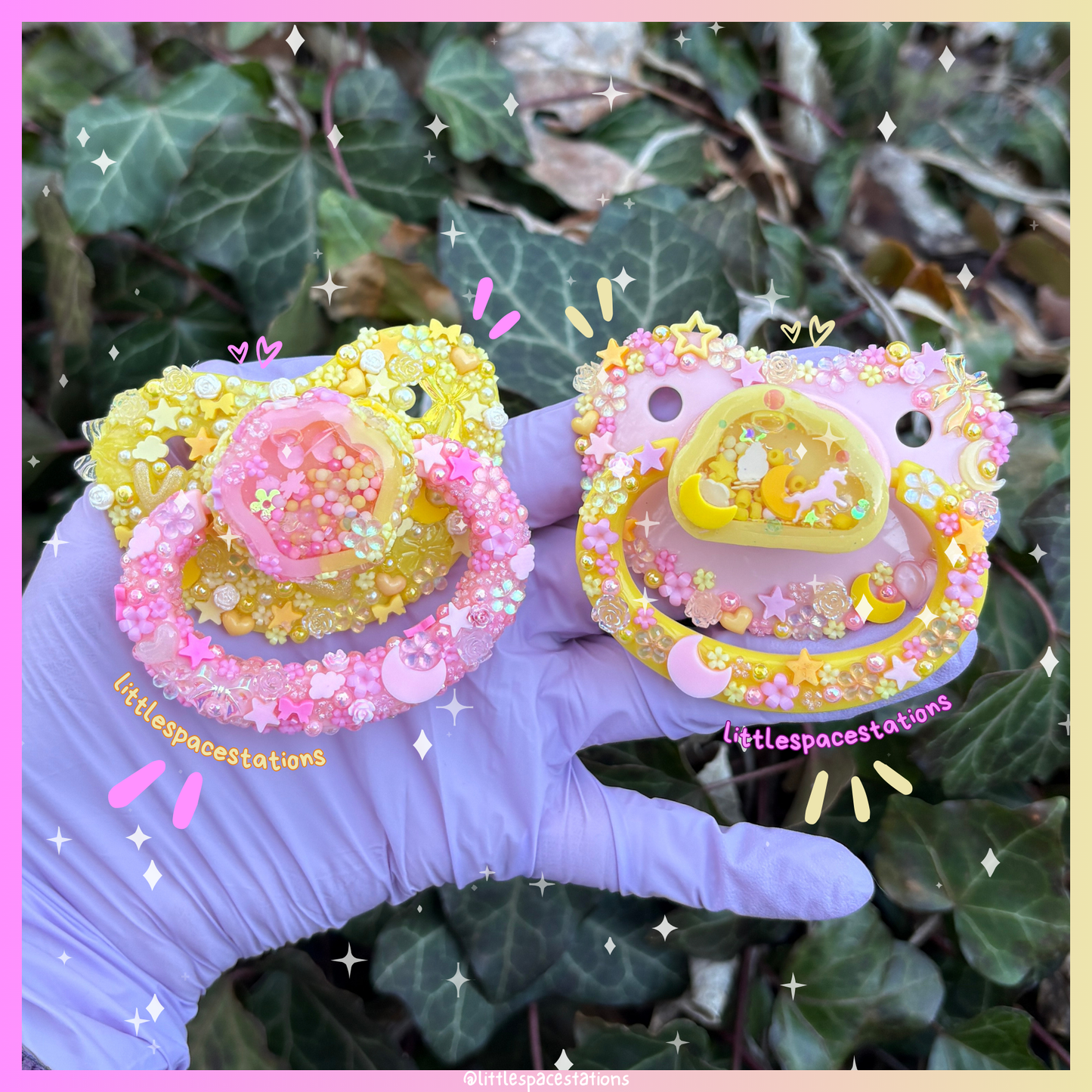 pink & yellow deco adult pacifiers