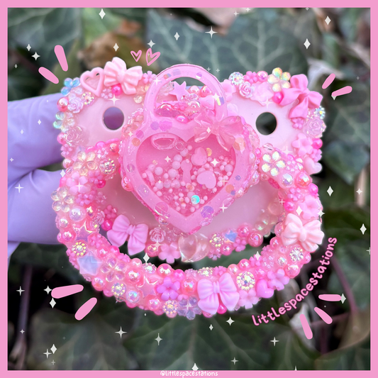 pink heart locket deco adult pacifier