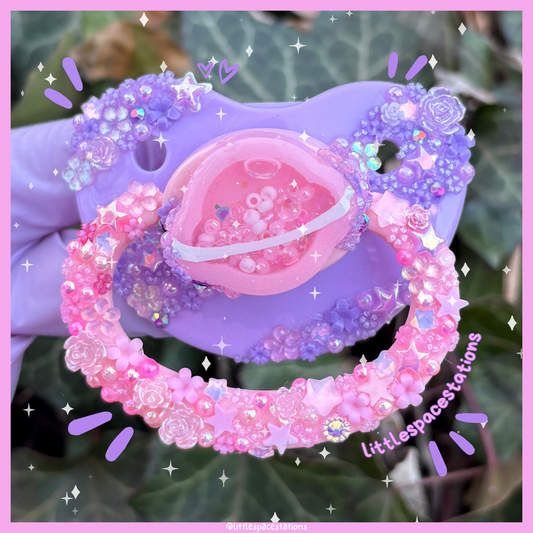 striped pink planet deco adult pacifier
